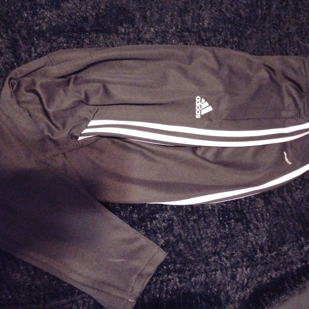 Adidas Women's Black Joggers with White Stripes